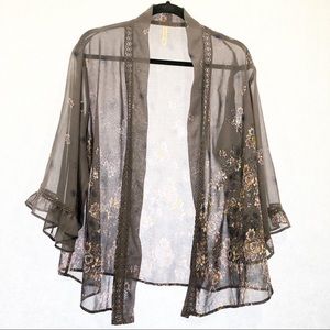 3/$25 Floral kimono sheer xs/small lace purple